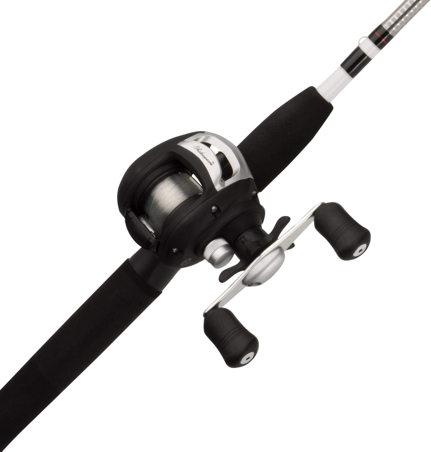 Alpha Medium 6' Low Profile Fishing Rod and Bait Cast Reel Combo (2 Piece),Black, White