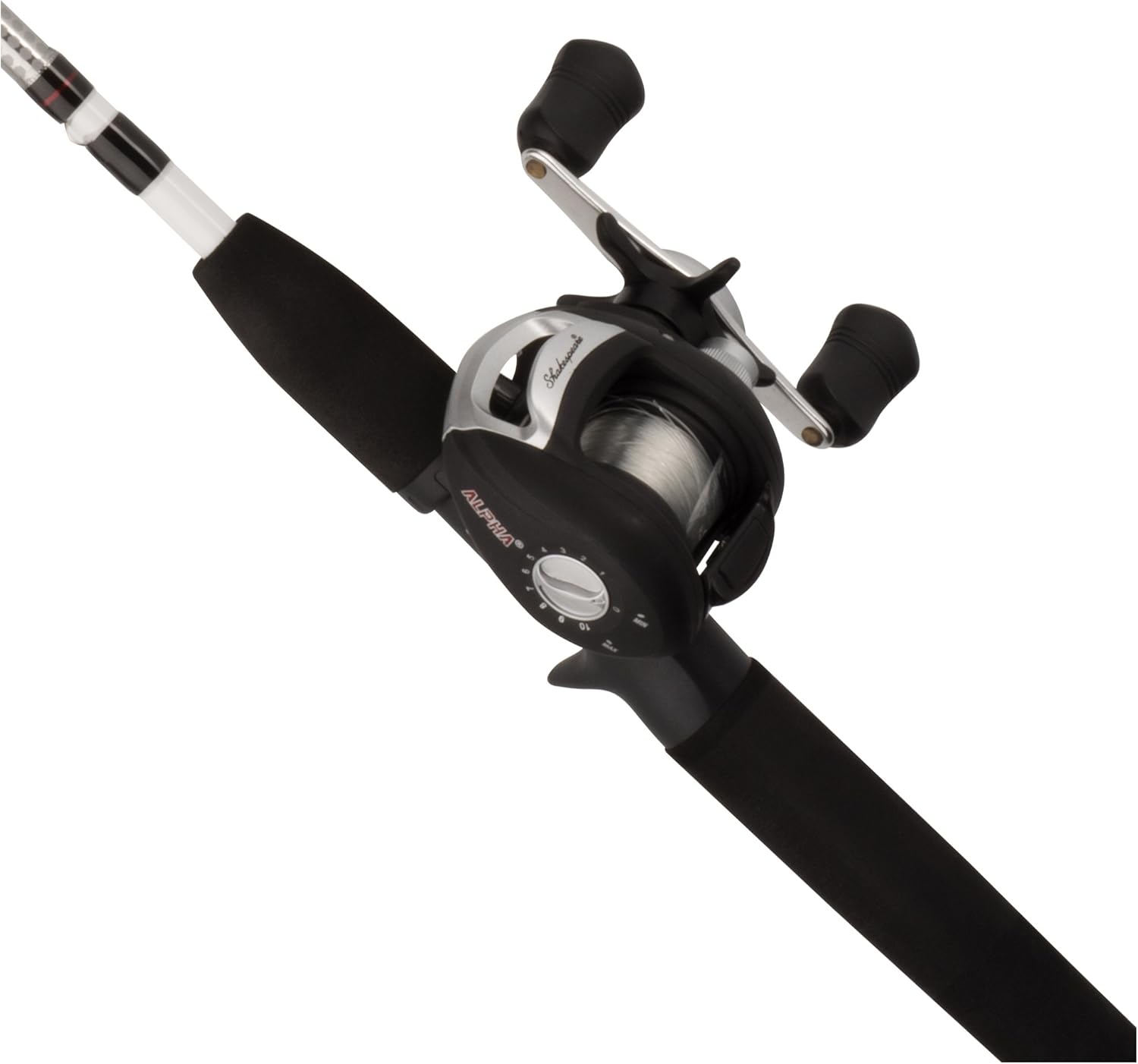 Alpha Medium 6' Low Profile Fishing Rod and Bait Cast Reel Combo (2 Piece),Black, White - Image 2